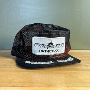 Vintage Orthotrol Crop Duster Patch 80s Black Mesh Trucker Snapback Hat